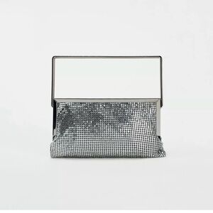 Zara Elegant Silver Clutch Bag
